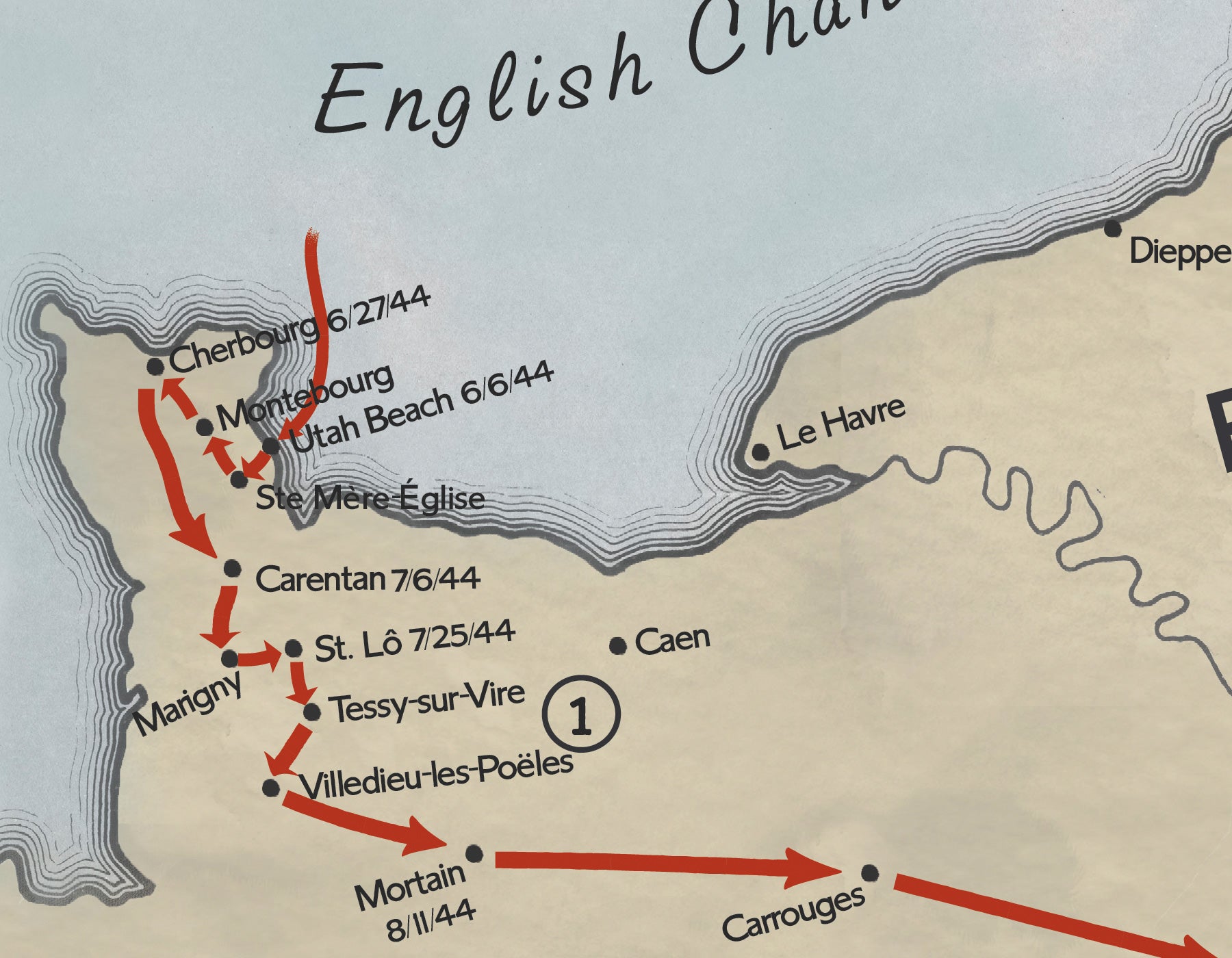 4th Infantry Division Campaign Route Map