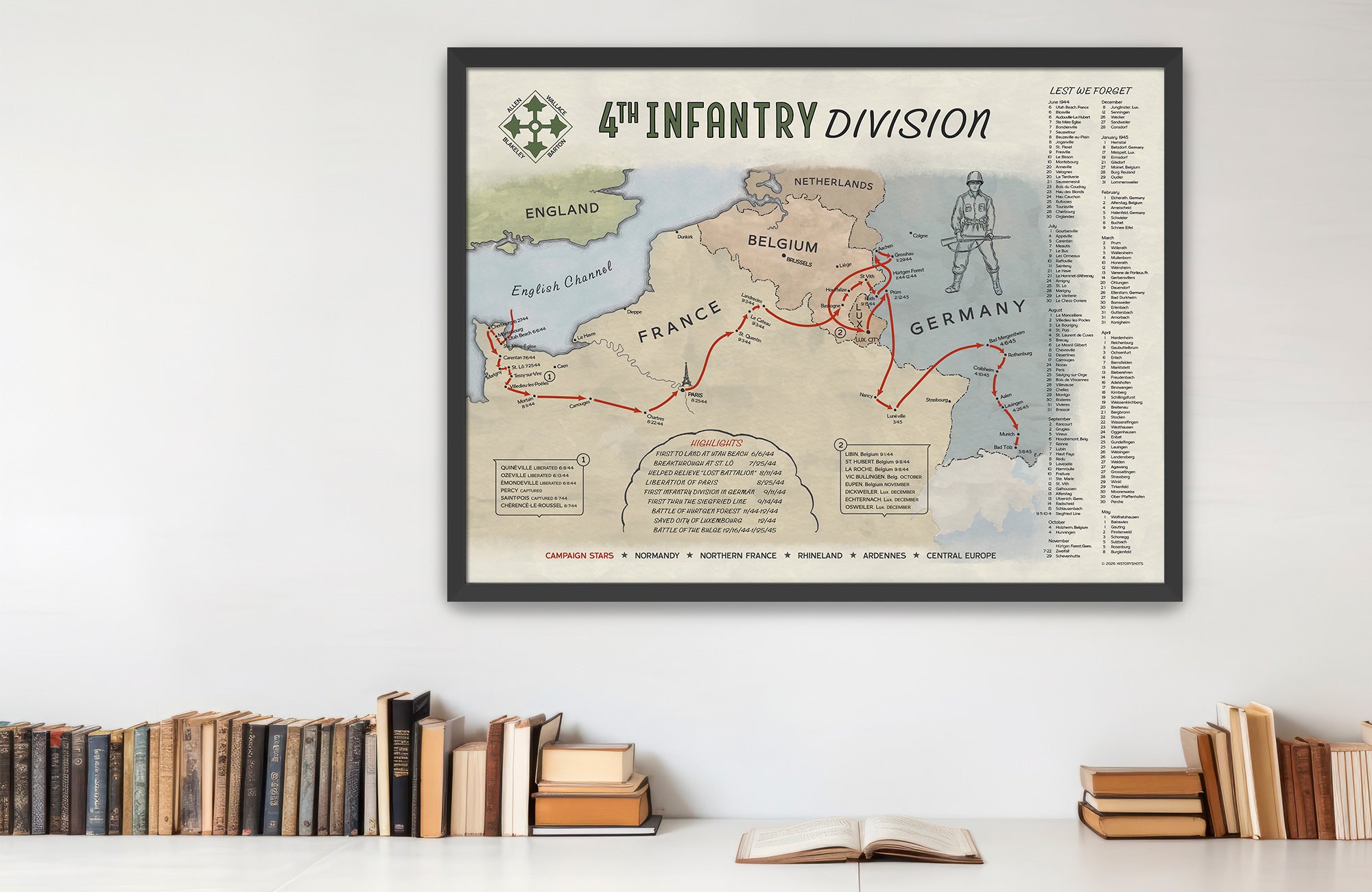 4th Infantry Division Campaign Route Map