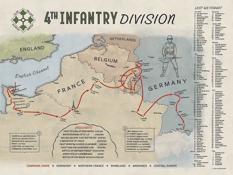 4th Infantry Division Campaign Route Map