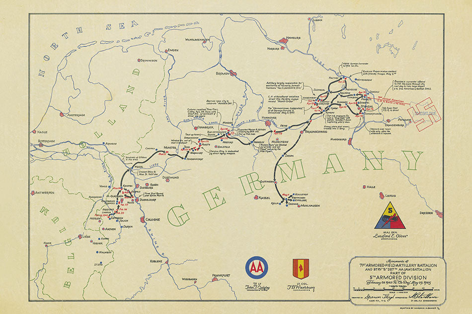 71st Armored Field Artillery Battalion Map Feb 1945 to May 1945